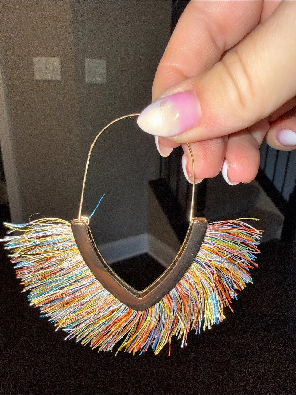 BaubleBar Multicolor Fringe Hoop Statement earring Set